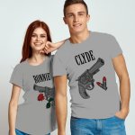 tričko s potiskem Párová trička Bonnie a Clyde Šedá melír