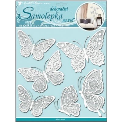 Anděl Přerov Samolepka na zeď motýli s bílými krajkovými křídly 30,5x30,5cm – Sleviste.cz
