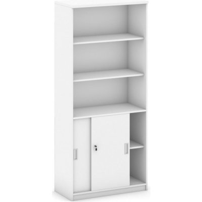 Mirelli, Kombinovaná kancelářská skříň 800 x 400 x 1800 mm, bílá – Sleviste.cz