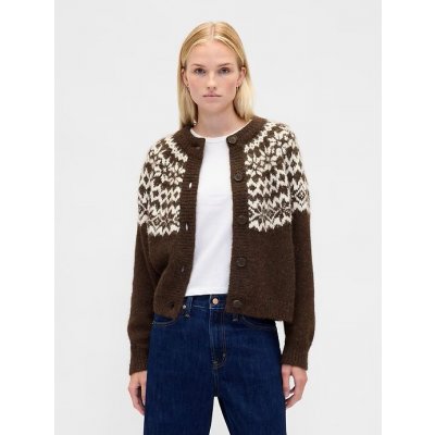 GAP Oversize kardigan Fair Isle s příměsí vlny Hnědá – Zbozi.Blesk.cz