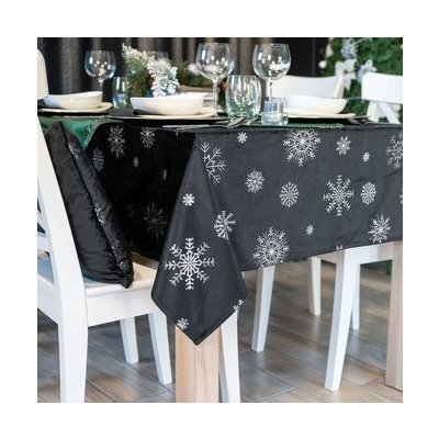 Mybesthome Vánoční ubrus Snowflake černá/stříbrná 140x180 cm – Zboží Mobilmania
