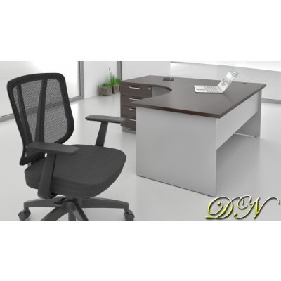 NABYTEK-DESIGNOVY.CZ - ZE 1.8 07 Sestava kancelářského nábytku Komfort 1.8 kaštan/šedá – Zboží Dáma