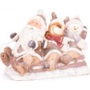MagicHome Dekorace Vánoce Santa sob a sněhulák na saních keramika 45x23x34,50 cm STR8090918R2
