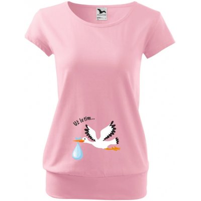 Těhotenské tričko Už letím Chlapeček růžová – Sleviste.cz