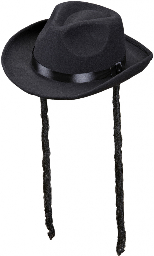 Černý klobouk rabín s pejzy