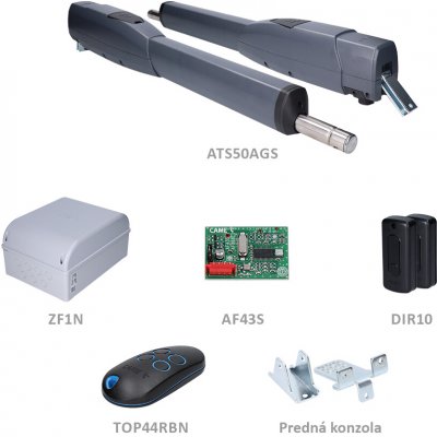 CAME ATS50 SAFE LONG sada pre dvojkrídlovú bránu do 5m/krídlo, 2x ATS50AGS (230V, 250W, 3000N), 1x ZF1N, 1x AF43S, 1x TOP44RBN, 1 pár DIR10 – Hledejceny.cz