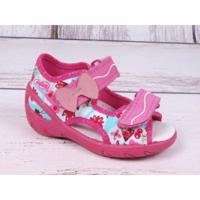 Befado sandálky Sunny 065P089 růžovotyrkys s kytičkami s koženou stélkou – Zboží Mobilmania