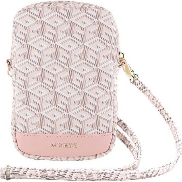Guess PU G Cube Wallet Phone Bag Zipper růžové