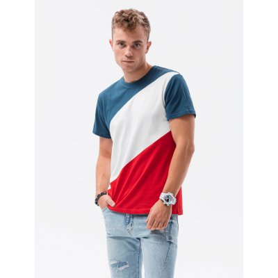 Ombre Clothing pánské tričko Beyer navy-červená S S1627
