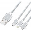 usb kabel W-star k3v1SR62 USB 3v1, USBC, micro USB, lightning, 2,4A, 3m, stříbrný