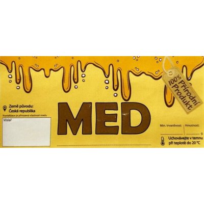 Etiketa na med samolepící - 100% PŘÍRODNÍ – Hledejceny.cz