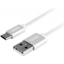 GND MICUSB200MM05 USB / micro USB, opletený, 2m, stříbrný