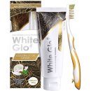 White Glo Coconut Oil Shine bělicí pasta 150 g + kartáček Coconut and Mint Flavour dárková sada
