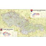 Excart Maps ČR + SR - nástěnná mapa 160 x 96 cm Varianta: bez rámu v tubusu, Provedení: laminovaná mapa s očky – Hledejceny.cz