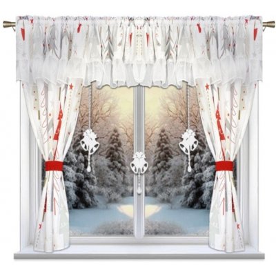 BytoTex Sada záclon s vánočním motivem L693-Vánoční stromek, 400 x 150 cm – Hledejceny.cz