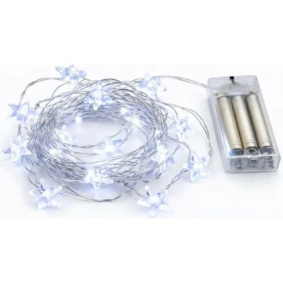 DECOLED LED světýlka na baterie, hvězdičky, 2,3 m, ledově bílá, 20 diod, drátek, IP20 interiér, 3 × AA – Hledejceny.cz