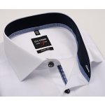 Olymp Level Five košile s tmavomodrým vnitřním límcem a manžetou bílá – Sleviste.cz