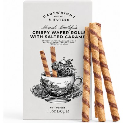 Cartwright & Butler Crispy Wafer Rolls With Salted Caramel Oplatkové trubičky se slaným karamelem 150 g – Zboží Dáma