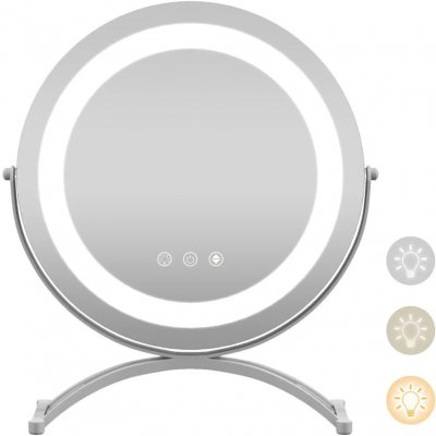 Costway Kosmetické zrcadlo s LED osvětlením stmívatelné bílé průměr 30 cm HU10611DE-WH – Hledejceny.cz