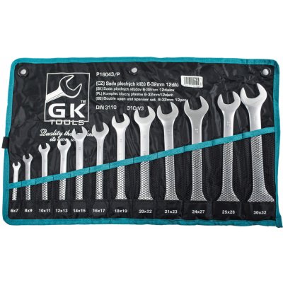 GK Tools sada plochých klíčů, matné 12 dílů 6-32 mm P16043P – Zboží Mobilmania