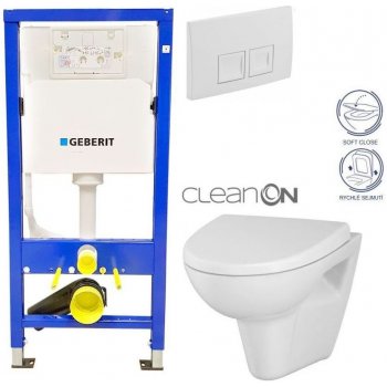 Geberit Duofix tlačítko DELTA50 bílé WC CERSANIT PARVA CLEANON + SEDÁTKO 458.103.00.1 50BI PA1