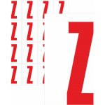 Písmena samolepící červená Z samolepící vinylová fólie 75 mm písmo - aršík 4 ks – Zboží Dáma