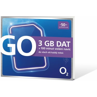 Předplacená SIM karta O2 s kreditem 50 Kč + 3GB DAT + 100 min. volání – Sleviste.cz