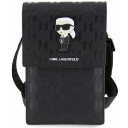 Pouzdro Karl Lagerfeld Saffiano Monogram Wallet Phone Bag Ikonik NFT černé