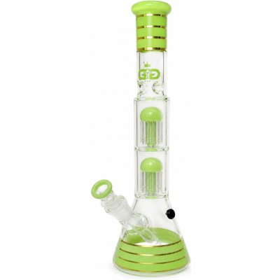 Grace Glass Skleněný bong s perkolací Golden Line Green Stripes 38cm – Hledejceny.cz