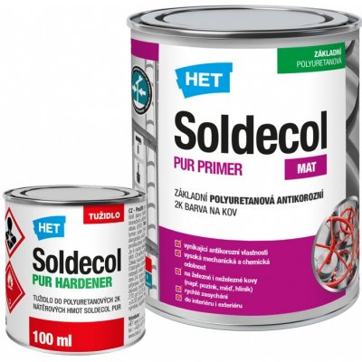 HET Soldecol PUR Primer 0,75l šedý 0110 základní polyuretanová barva 3v1 + tužidlo PUR Hardener 0,1l – Zbozi.Blesk.cz