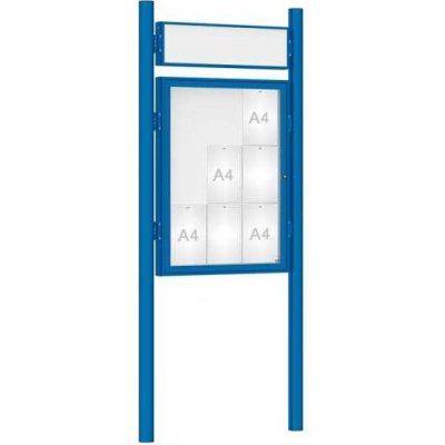 PROCITY Venkovní vitrína model 1000 9 x A4, modrá, včetně sloupků a záhlaví | Zboží Auto