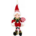 MagicHome Vianoce Dekorace MagicHome Vánoce, elf, textil, červený, 14/35 cm – Hledejceny.cz