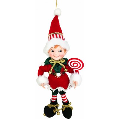 MagicHome Vianoce Dekorace MagicHome Vánoce, elf, textil, červený, 14/35 cm – Hledejceny.cz