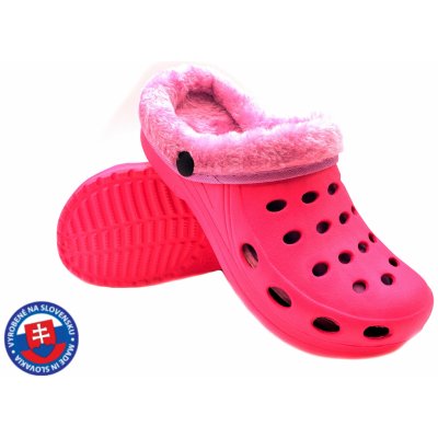 FLAMEshoes dámské zateplené clogsy F-002-M růžová/světle fialová – Sleviste.cz