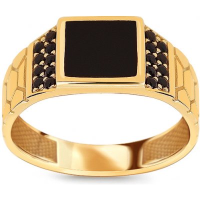 iZlato Forever Zlatý pánský prsten s Onyxem a černými zirkony IZ10667