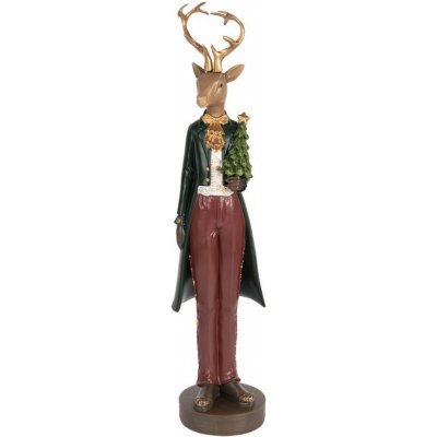 Vánoční dekorace figurka jelení muž se stromečkem - 9*9*37 cm - Clayre & Eef – Hledejceny.cz