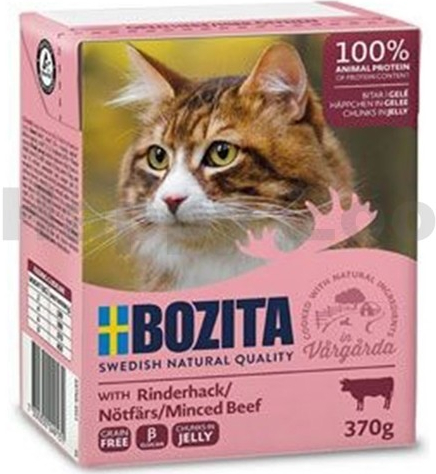 Bozita Cat Kousky v želé s mletým hovězím masem 370 g