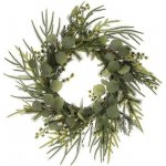 Autronic Věnec zelený 60 cm eukalyptus a jehličí PRZ4112 Zelená, Plast – Zboží Dáma