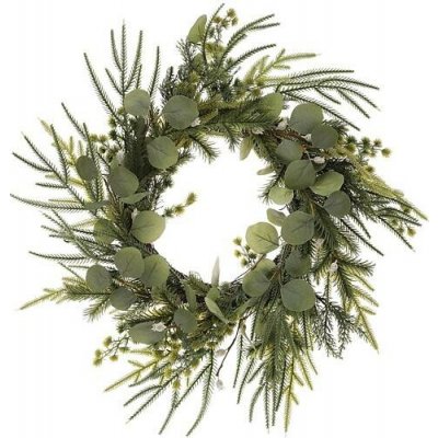 Autronic Věnec zelený 60 cm eukalyptus a jehličí PRZ4112 Zelená, Plast – Zboží Dáma
