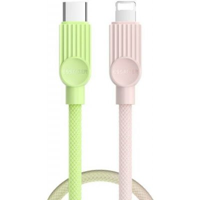 Essager ES-X73 opletený nabíjecí a datový USB-C na Lightning 25cm zelenorůžový – Zboží Živě