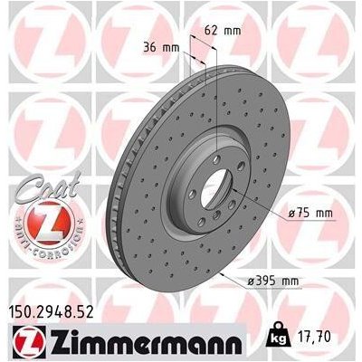 ZIMMERMANN Brzdový kotouč SPORT COAT Z - 395 mm ZIM 150.2948.52 – Sleviste.cz