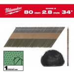 Milwaukee 4932492603 Páskované rámové hřebíky s D-hlavou 34°, 80 mm RS/B/SC1 (2 200 ks)