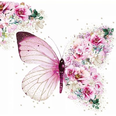 Ubrousek 33x33cm Květinový motýl – Zboží Mobilmania