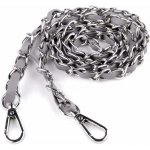 Řetízek/koženkové ucho na kabelku s karabinami šedo-stříbrný – Sleviste.cz