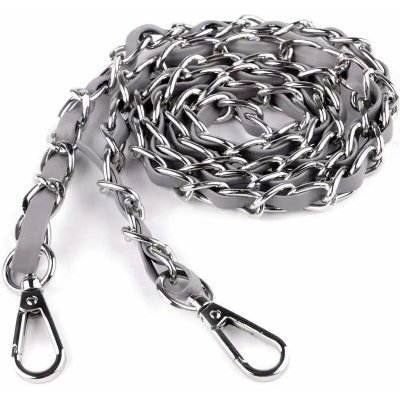 Řetízek/koženkové ucho na kabelku s karabinami šedo-stříbrný – Sleviste.cz