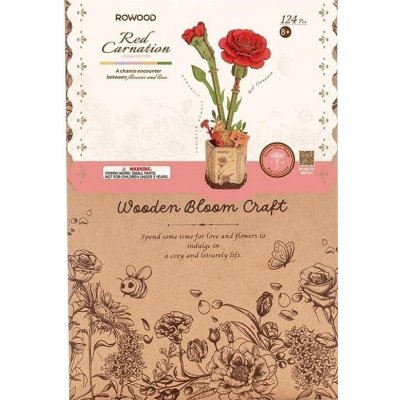 ROBOTIME Rowood 3D dřevěné puzzle Červené karafiáty 124 ks – Sleviste.cz