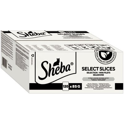 Sheba Selection Select Slices s kachním kuřecím drůbežím kachním a krůtím v kouscích omáčky 120 x 85 g – Zbozi.Blesk.cz