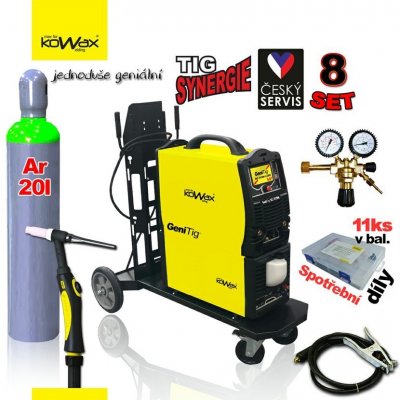 Kowax Set 8 GeniTig AC 315W LCD 5" MMA a TIG + modul vodního chlazení + svářecí hořák HKT20W4, 4m + tlaková láhev ARGOn 20l + redukční ventil + podvozek – Zbozi.Blesk.cz