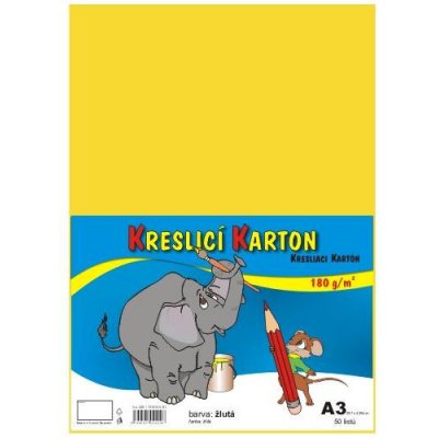 karton kreslící A3 180 g barevný 50 listů žlutý – Zboží Dáma