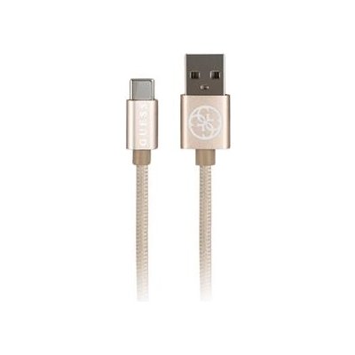 GUCNYTCGO Guess microUSB / Type C Nylon Datový Kabel GOLD zlatá barva (EU Blister)